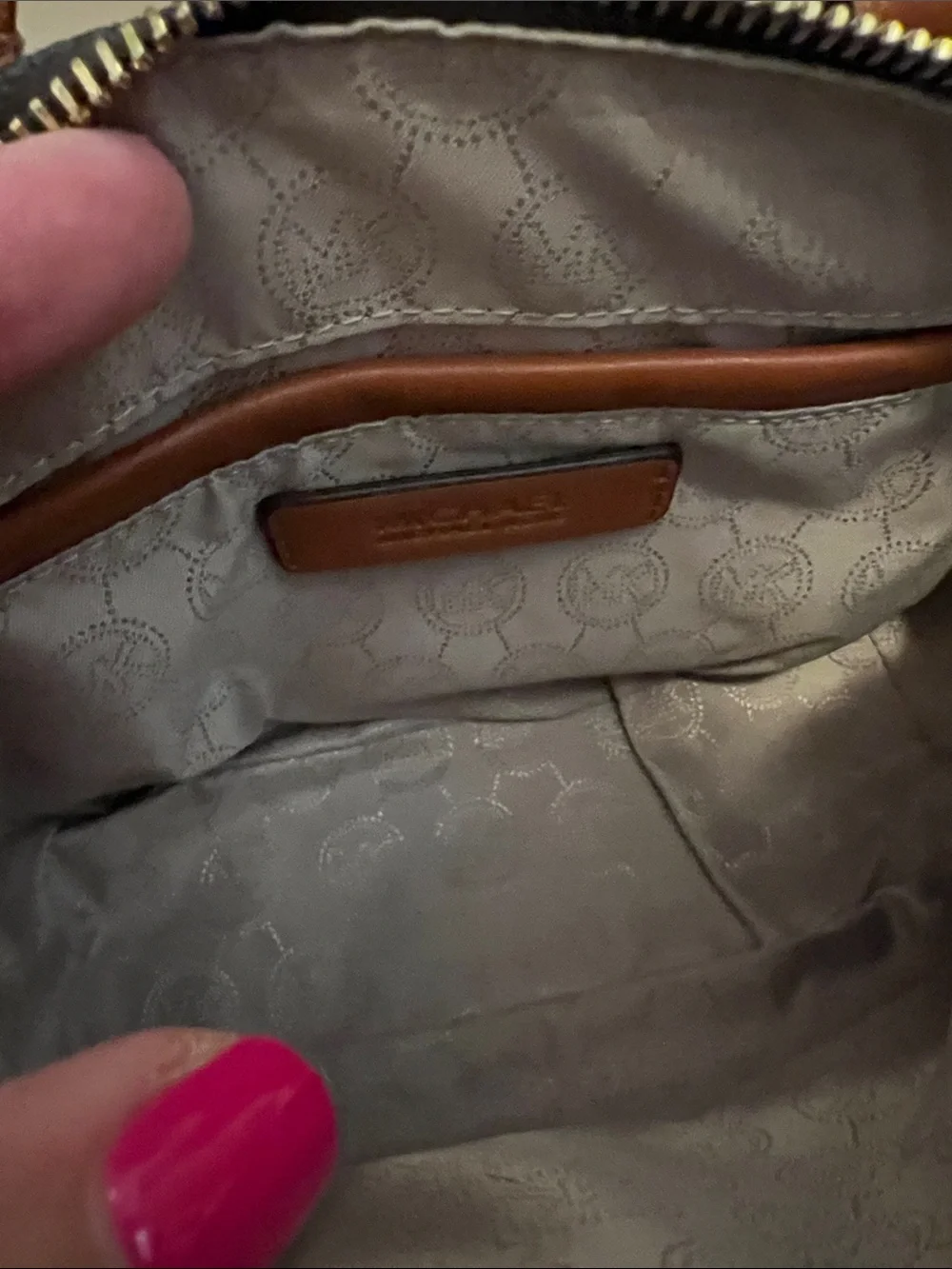Michael Kors Brown and Tan MK Logo Dome Satchel with Wallet